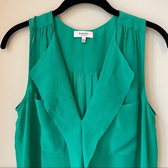 Aritzia Babaton Kelly Green Silk Top | Size XXS - Picture 2 of 6